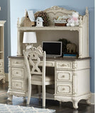 Victorian Style Antique White Desk Chair 1pc Upholstered Cushioned Seat Traditional Craving Wooden B011P151480