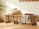 55 Inch Solid Rubber Wood Dining Bench with Woven PVC Resin Legs, 550 LBS Heavy-Duty T-Shaped 23463432