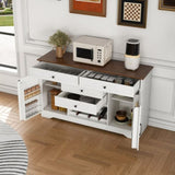54" Farmhouse Buffet Sideboard with Storage Cabinet & Adjustable Shelf Wood Top Dining Table with W2700P300563