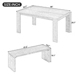 3-piece Farmhouse Style Simple Dining Set, Dining Table and 2 Benches, for Dining Room, Kitchen and 00932248