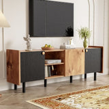 Mid Century TV Stand 3 Cabinets, Media Console Table for TVs up to 70'', Entertainment Center N710P180186P