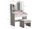 Fashion Vanity Desk with and Lights for Makeup with hair dryer holder and Chair, Vanity 16879326