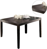 ZNTS Brushed Black Solid wood 5pc Dining Set Table And 4x Chairs Brown Fabric Cushions Seats X-Cross Back B011P214984