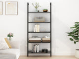 5-Layer Wall-Mounted Density Board Iron Frame Display Rack 23.62*11.81*70.87in Black Walnut Wood 13415907