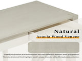 U_Style 60''Acacia Veneer Console with 4 Spacious Drawers, Modern Crisscross Design Entryway N711P289747A