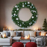 60in Pre-lit Christmas Wreath, Lighted Artificial Xmas Wreath with 220 Cold & Warm White Lights and 31157154