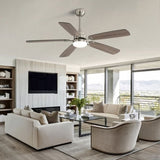 ZNTS Modern 52 Inch Led Ceiling Fan 110V 6 Speed Wind 5 Blades Remote Control Reversible DC Motor W882P146293