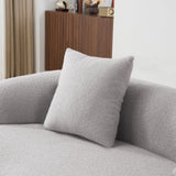 Grey Curved Loveseat Sofa with Round Armrest, Compression Couch with 2 Pillows, Cream Couch for W3612P332453