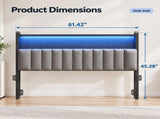 Twin Size Headboard with Pegboard Storage Shelf, Adjustable Upholstered Backrest, LED Light Strip & 91606470