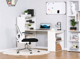 White Computer Desk with 6-Tier Storage Shelves & Bookshelf, Writing Desk Workstation for Home 33001449