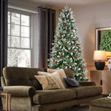 Artificial 4ft Green Christmas Tree with 747PE/PVC Mixed Branch Tips,Red fruit and Pine cone,Hinged 79950502
