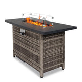 ZNTS 43-Inch Fire Table,50000 BTU Gas Firepit with Volcanic Stone Black 42383466