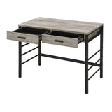 Light Weathered Oak and Black Writing Desk with 2 Drawers B062P184545