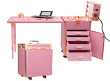 Portable Nail Table, Rolling Manicure Table w/3 Color Light and Speaker, Portable Nail Tech Desk, 08904385
