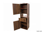 Tall Narrow Storage Cabinet, Wooden Freestanding Bookshelf with Doors & drawer, Slim Display W331P515578