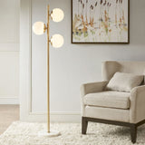 ZNTS 3-Globe Light Floor Lamp with Marble Base B03599272