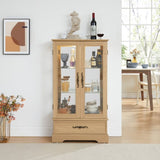 Glass Cabinet Lighted Glass Cabinet Curio Display Cabinet with Adjustable Glass Shelves 2 Doors and W2275P178890