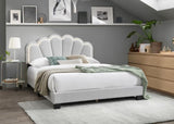 ZNTS White 1pc Queen Size Bed Wool Fabric Floral Design Headboard w LED Fully Upholstered Platform B011P238976