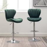 Ellston Upholstered Adjustable Swivel Barstools in Green, Set of 2 T2574P164875