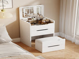 (60cm)3 in 1 Vanity Desk with Plip Top Mirror,Small Make Up Vanity Set with Visible Glass W2641P192314