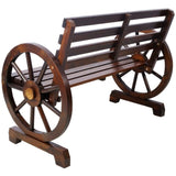 ZNTS 2-Person Wooden Wagon Wheel Bench for Backyard, Patio, Porch, Garden, Outdoor Lounge Furniture W465P222613