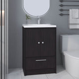 Bathroom Vanity, 2 Doors, 1 Drawer, Black Wengue B097P350324