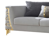 Contessa Modern Fabric Loveseat with Gold Metal Arm Detailing in Gray B009P466433