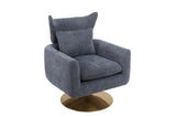 ZNTS Classic Mid-Century 360-degree Swivel Accent Chair, Dusty Blue Linen W1361104587