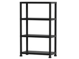 Black 4-Tier Garage Storage Shelf, PP Material 100LBS Per Shelf Tool-Free Assembly 69538229