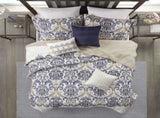 6 Piece Reversible Quilt Set with Throw Pillows Navy/Tan Full/Queen B03597400