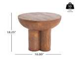 Iris Outdoor Patio Three-Legged Wood-Grain Round MGO Side Table, Brown N775P300880B