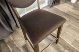 ZNTS Set of 2pc Counter Height Chairs Dining Room Walnut Finish Solid wood Dark Chocolate Fabric B011P214969