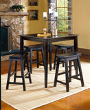 Black Finish 18-inch Height Saddle Seat Stools Set of 2pc Solid Wood Casual Dining Home Furniture B01151974
