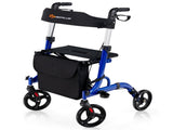 2-in-1 Blue Rollator Walker & Wheelchair - 330 lbs Capacity, 8" PVC Wheels X-Shaped Structure 43466378