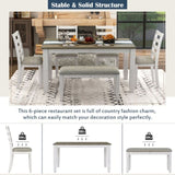 Rustic Style 6-Piece Dining Room Table Set with 4 Upholstered Chairs & a Bench 40118029
