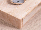 Rustic Beaded Edge Coffee Table 47.6" Rectangular Center Table with Open Storage Shelf, Natural W2729P309447