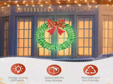 36in Pre-lit Outdoor Christmas Wreath Decoration, Lighted Metal Wreath with Red Bow, Remote Control 35600914