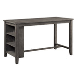 ZNTS Modern Gray 1pc Counter Height Table with Built-in Shelves Wooden Multifunctional Kitchen Dining B011P178537