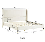 Rozitta Beige Velvet Wingback Platform Bed, King T2574P196963
