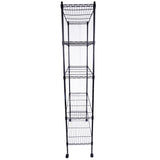 ZNTS 5-Layer Plastic Coated Iron Shelf with 1.5" Nylon Wheels 165*90*35 Black 40565502