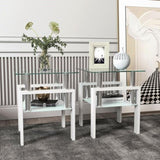 Set of 2, Modern Tempered Glass Tea Table Coffee Table End Table, Square Table for Living Room, 28812852