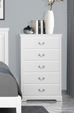 ZNTS Classic Traditional 1pc Wooden Chest of 5 Drawers White Finish Bedroom Furniture B011P233290