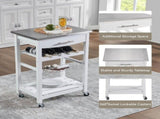 Mobile Rolling Kitchen Island Cart with Stainless Steel Top, Kitchen Trolley with Drawer, Slide-Out 20816904