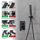 Male NPT Bathtub Shower Faucet Set, Waterfall Tub Faucet with 12-Inch Matte Black Rain Shower Head T3177P277451