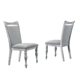 Salines Upholstered Turned Leg Dining Chairs, Set of 2, Rustic White T2574P164569