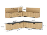 3-Piece L-shaped multifunctional storage bench with padded shoe bench, serves as a kitchen corner 83717301