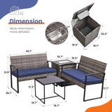 4 Piece Outdoor PE Wicker Furniture Set, Patio Gray Rattan Sectional Sofa Couch with Washable T2712P343643