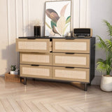 ZNTS 6 drawers Rattan dresser Rattan Drawer, Bedroom,Living Room W75763041