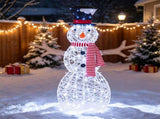 Pre-Lit Christmas Snowman Decoration with 80 Cold White LED Lights, IP44 Waterproof Metal Tinsel 38354668