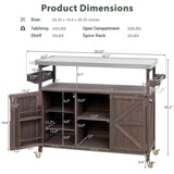 K&K Outdoor Kitchen Island, Rolling Bar Cart & Storage Cabinet, Farmhouse Solid Wood Outdoor Grill WF532198AAZ